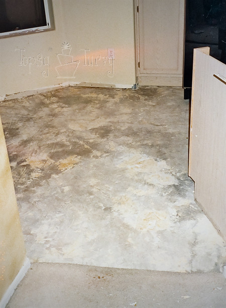 cement floor in kitchen
