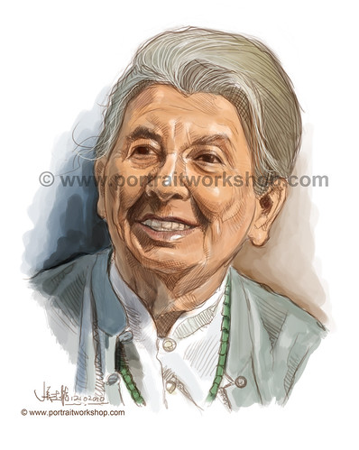 digital portrait illustration of Ann Wee watermark