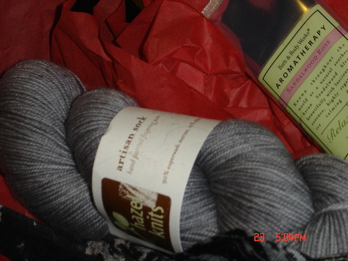 Hazel Knits sock yarn from Vamp Swap package from Christy
