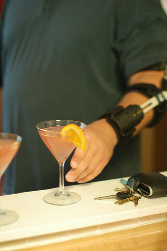 Bionic arm and blood orange martini