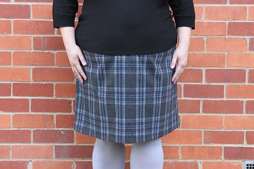 Grey wool plaid skirt