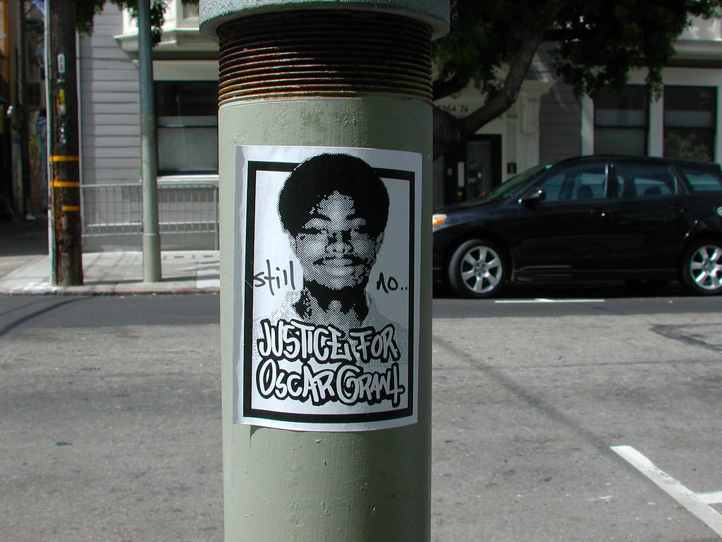 JUSTICE FOR OSCAR GRANT, STILL NO JUSTICE FOR OSCAR GRANT, San Francisco, Graffiti, Street Art, sticker