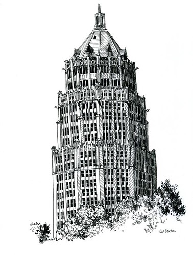 Smith Young Tower from the San Antonio Riverwalk