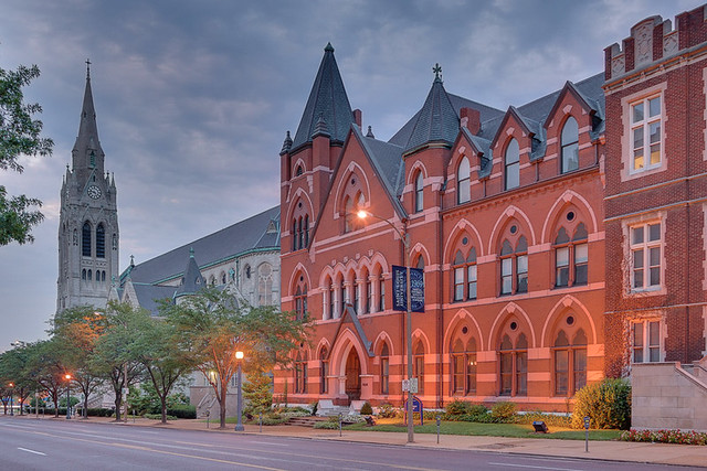 Saint Louis University, in Saint Louis, Missouri, USA - Saint Francis Xavier Church at dawn