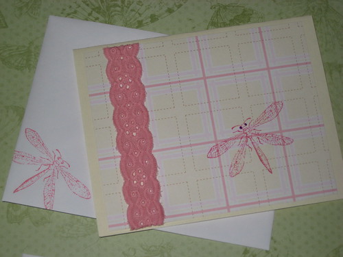 Day 47: Pink Dragonfly Notecard