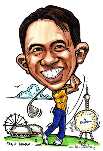 golfer caricatrure for Emerson Process Management