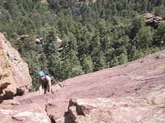 Jenny Climbing Pitch 4 of Fandango (5.6)