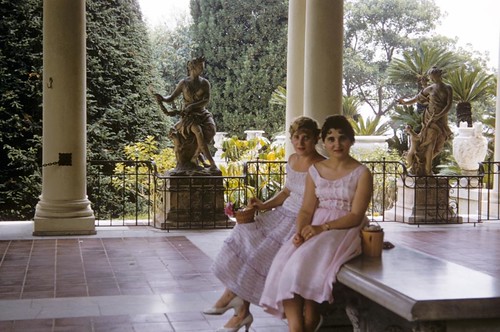 My mom and my aunt visiting Huntington Gardens in Los Angeles. 1956