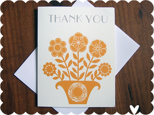 Button Flowers Thank You Card