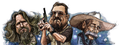digital caricatures of The Big Lebowski - light wash small