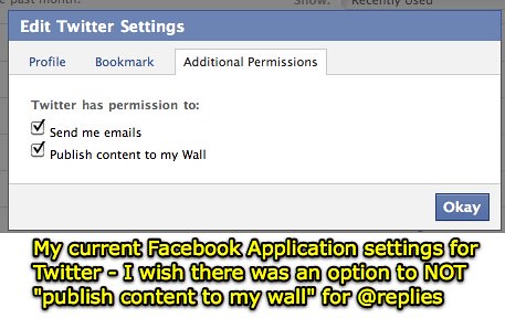 Facebook Twitter Application Settings