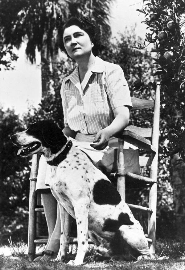 Marjorie Kinnan Rawlings with her dog: Cross Creek, Florida