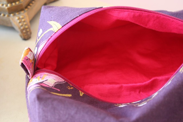 pink lining zipper pouch