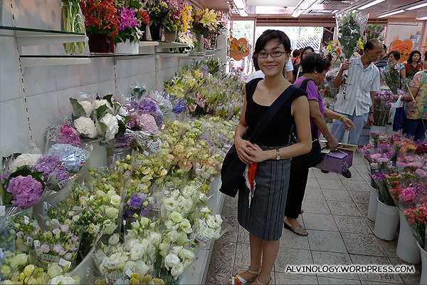 Rachel inside a flower shop