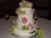 pink and green floral wedding cake