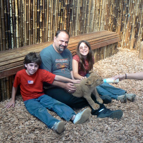 Gage, Greg, &amp; Ruth with baby lion
