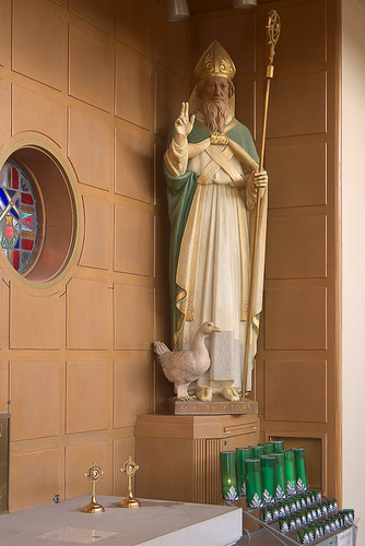 Saint Martin of Tours Roman Catholic Church, in Lemay, Missouri, USA - Statue of Saint Martin of Tours and relics