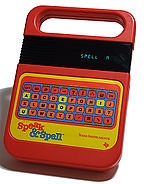 A photograph of a speak and spell toy