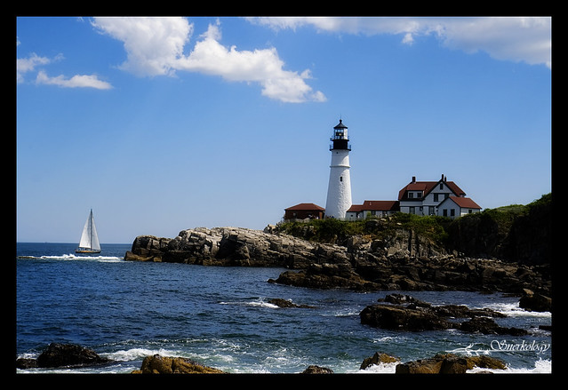 The inevitable shot of the Portland Head Light - now with more sailboat!