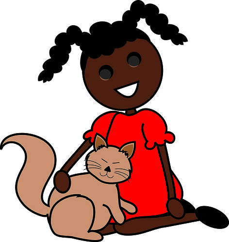 clipart girl with cat - photo #46