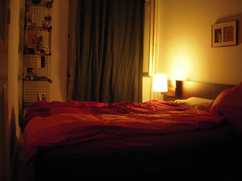 The Bedroom, at night.