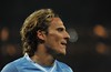 Diego Forlan reacts 