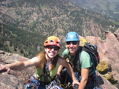 Clare &amp; Jenny Rock Climbing Top of First Flatiron