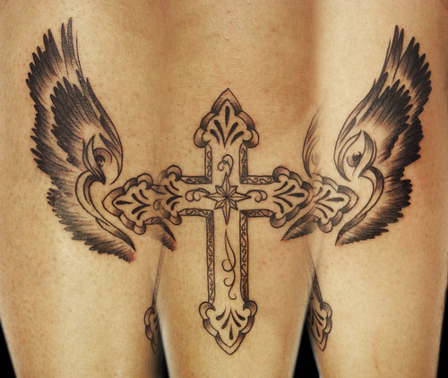 Cross with Wings tattoo Miguel Angel Custom Tattoo Artist