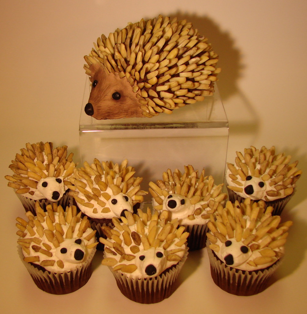 Hedgehog cakelet with coordinating cupcakes
