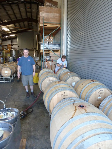 Vinnie & Terrence Sullivan, from Sierra Nevada, filling barrels