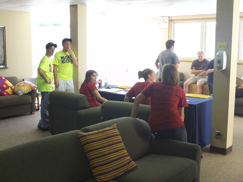 RA's and Muskie Movers hanging out in Krueger Hall lounge