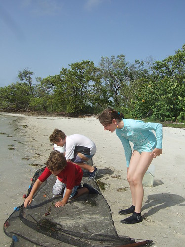 Julia, Max and Parker seining