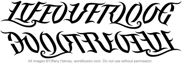"Life Over Love" & "Do Not Revive" Mirrored Ambigram