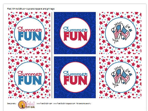 Red WHite &amp; Blue Cupcake Toppers/Tags