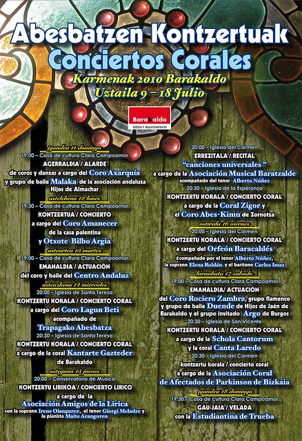 Cartel conciertos corales Carmenes de Barakaldo 2010