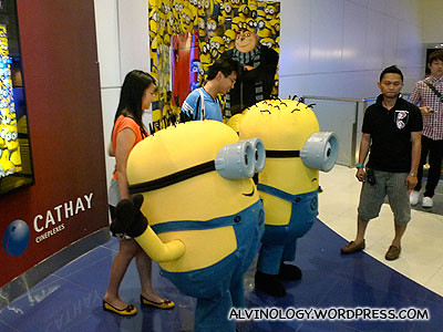 Two minions spotted at the movie preview at The Cathay