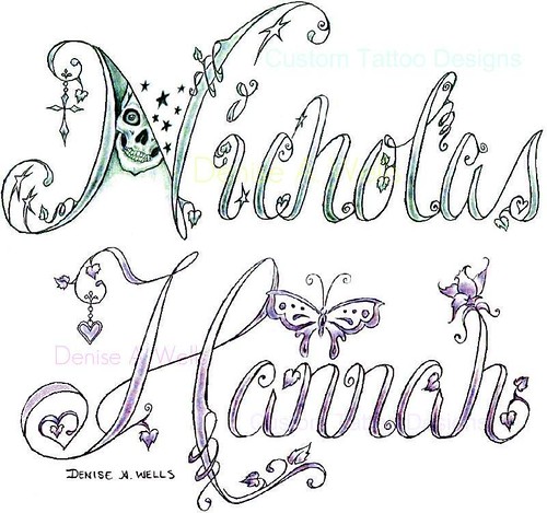 design of tattoo lettering especialy for girls at 715 AM