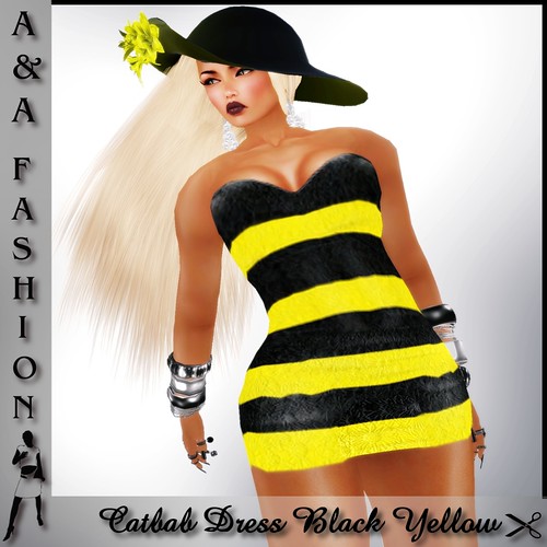 A&A Fashion Catbab Dress Black Yellow