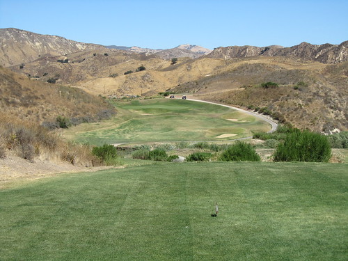 Third tee shot at Lost Canyons Golf Course