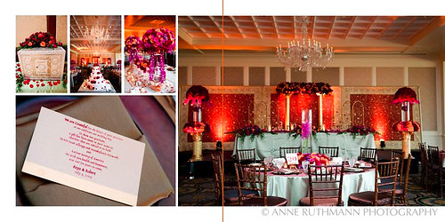 Purple Pink Red Gold Wedding Reception Detail
