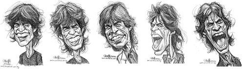 digital sketch studies of Mick Jagger