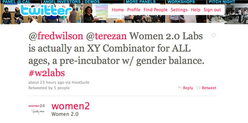 Women 2.0 Labs is actually an XY Combinator for ALL ages, a pre-incubator w/ gender balance