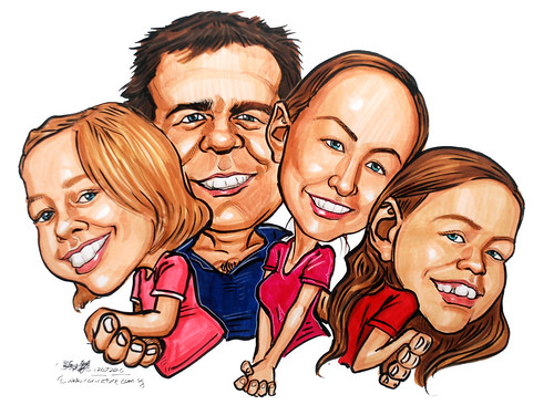Caucasian family caricatures for Procter & Gamble (P&G)