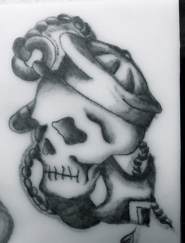 Old School Skull Tattoo Tattooed on Practice