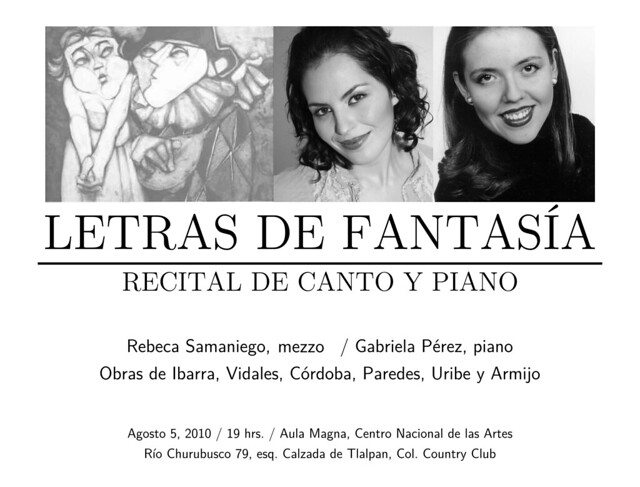 Rebeca Samaniego y Gabriela Pérez, canto y piano - Letras de Fantasía