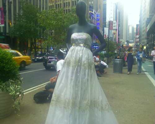 mannequins along the fashion district for "sidewalk catwalk."
