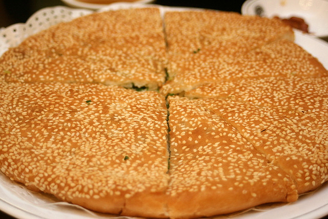 Giant fried scallion pancake