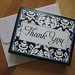 Black Damask with Blue Wedding Thank You Cards