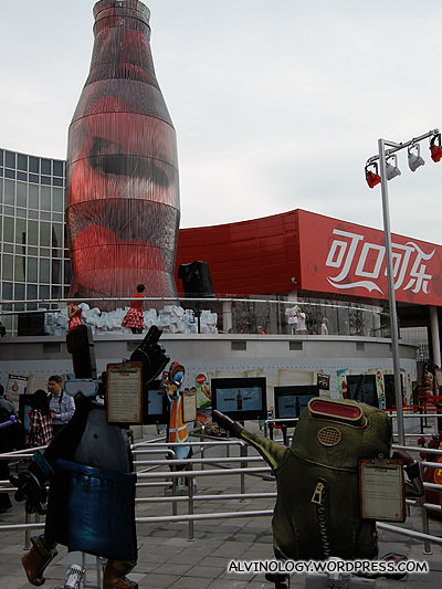 Giant Coca-Cola bottle display screen