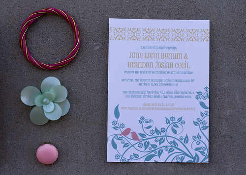 Here are the shabby chic wedding invitations for Amy's Georgia wedding